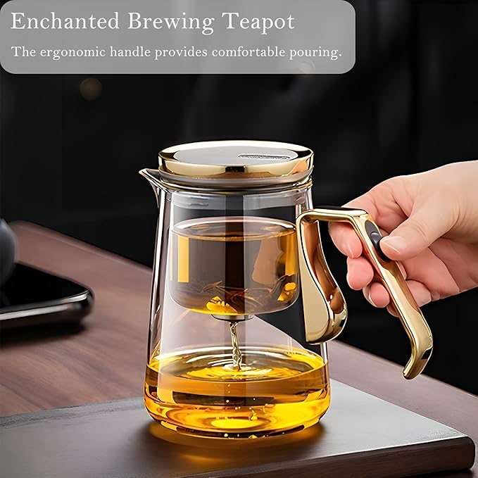25.4oz Magnetic Glass Teapot Set with 60.9oz Cast Iron Tea Kettle for Stovetop, Small Enchanted Brewing Tea Pot, Witchcraft Magic Borosilicate Tea Set with Strainer for Loose Leaf