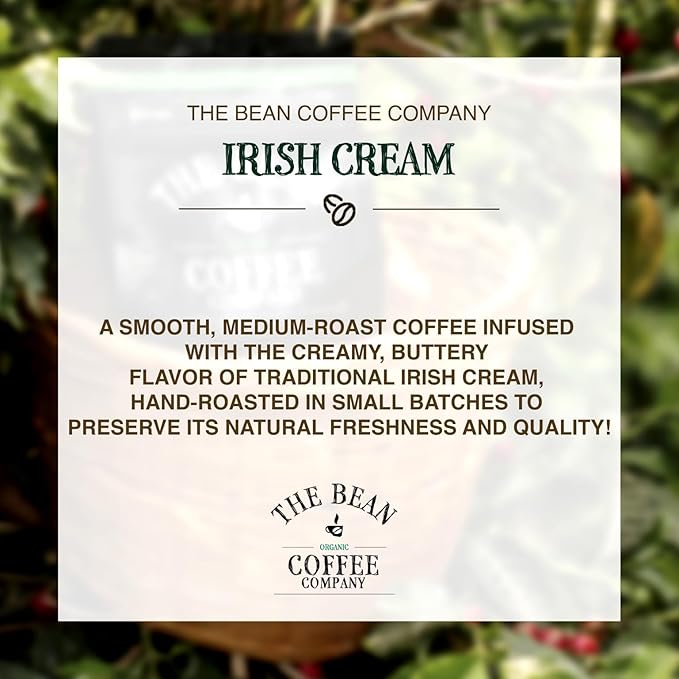 The Bean Organic Coffee Company Irish Cream, Medium Roast, Whole Bean Coffee, 16-Ounce Bags (Pack of 2)