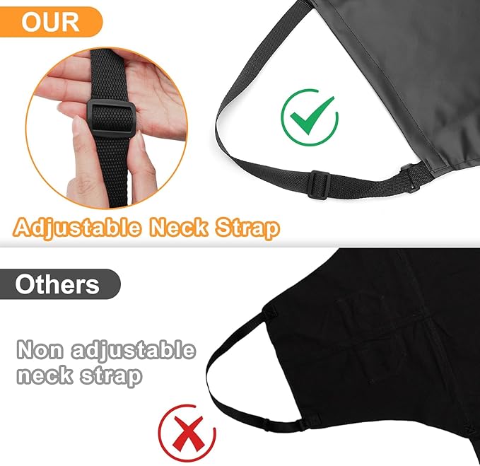 8 Pack Waterproof Rubber Vinyl Apron 40 Inch Chef Aprons for Men Heavy Duty Chemical Work Apron Extra Long Grilling Aprons with Adjustable Bib Apron for Dishwashing Lab Butcher Cooking Kitchen Black