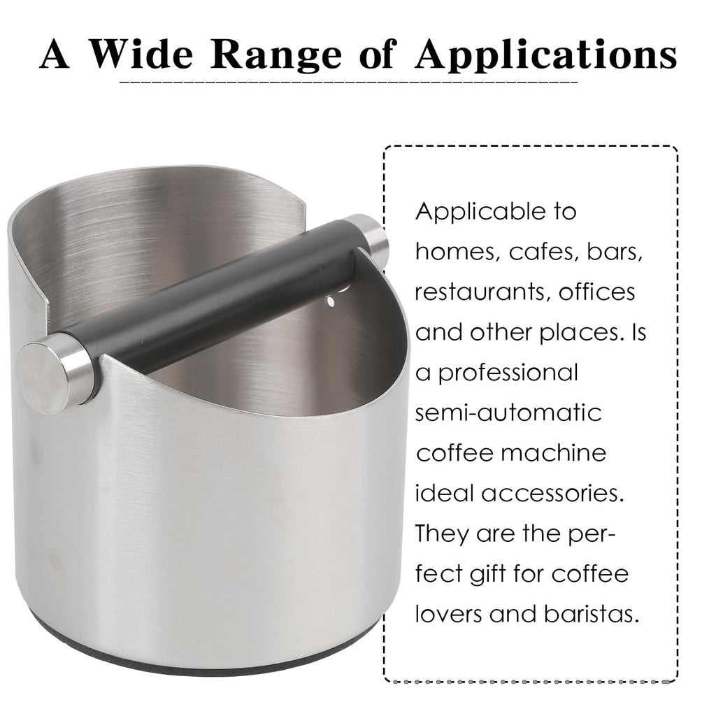Italian Espresso Tapping Box, Stainless Steel Coffee Grinding Tapping Box, With Detachable Tapping Rod And Anti Slip Rubber Base (Silver-S)
