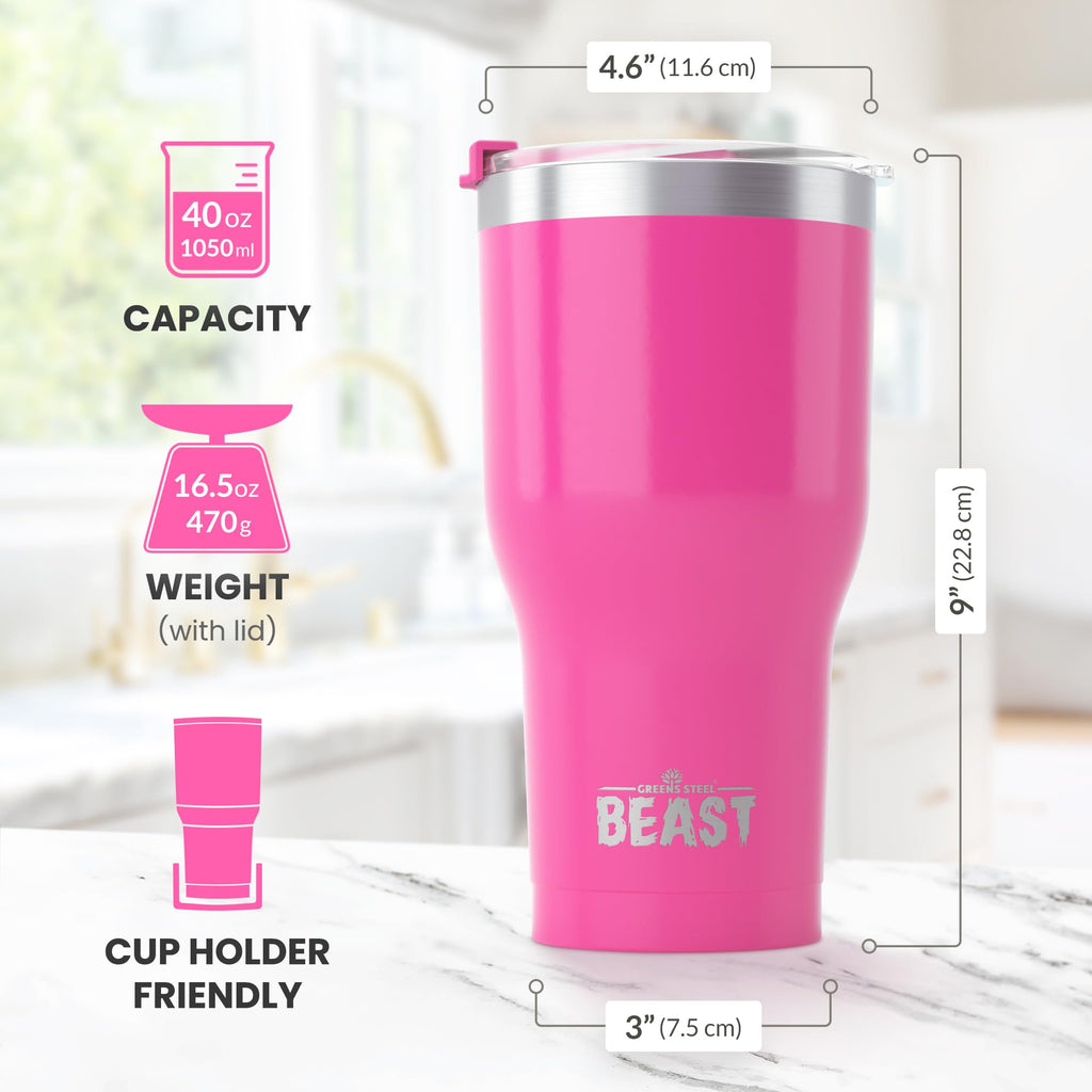 40 oz tumbler - Vacuum Insulated Tumbler with Straw - Leak Proof Stainless Steel Travel Mug - Double Wall Iced Coffee Cup - Reusable Water Bottle - Gifts for Mom, Women and Men (Cupcake Pink)
