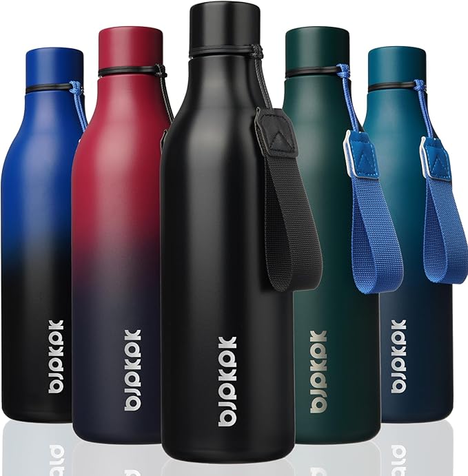 BJPKPK 18oz Insulated Water Bottle, Stainless Steel Bottle with Carry Strap