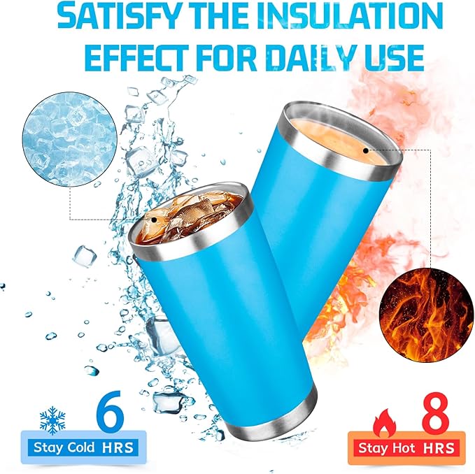 20oz Tumbler with Lid Double Wall Vacuum Insulated Travel Coffee Mug Stainless Steel Thermal Cup Powder Coated Sturdy Coffee Tumbler for Hot and Cold Beverage (Baby blue,1)