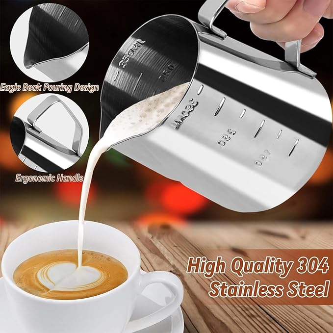 Coffee Tamper, 22 PCS Espresso Accessories Kit Including 51mm Coffee Tamper WDT Tool Tamper Mat Coffee Stirrer Latte Art Pen Milk Frothing Pitcher Coffee Stencils