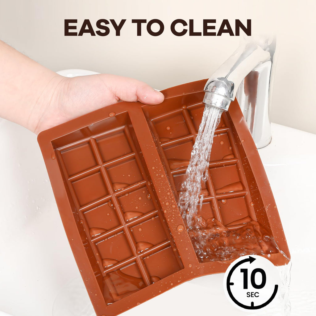 Fimary Dubai Chocolate Molds 1 Inch Deep, Silicone Chocolate Bar Mold – Non-Stick, Flexible, Large and Thick Homemade Chocolates, Candies, and Desserts - Set of 2