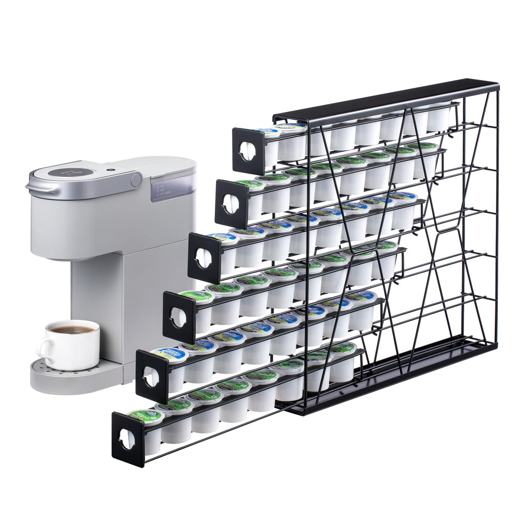 FlagShip 6-Tier Coffee Pod Holder for K Cup - 48 Capsule Max Capacity Metal Rack, Ultra-Efficient Corner Storage Space Saving Design