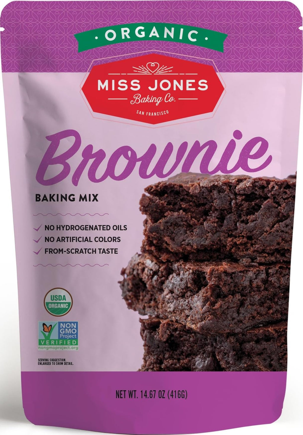 Miss Jones Baking Organic Fudge Brownie Mix, Non-GMO, Vegan-Friendly: Rich Cocoa (Pack of 1)