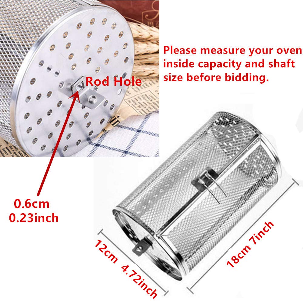 Falytemow Stainless Steel Rotisserie Grill Roaster Drum Oven Basket