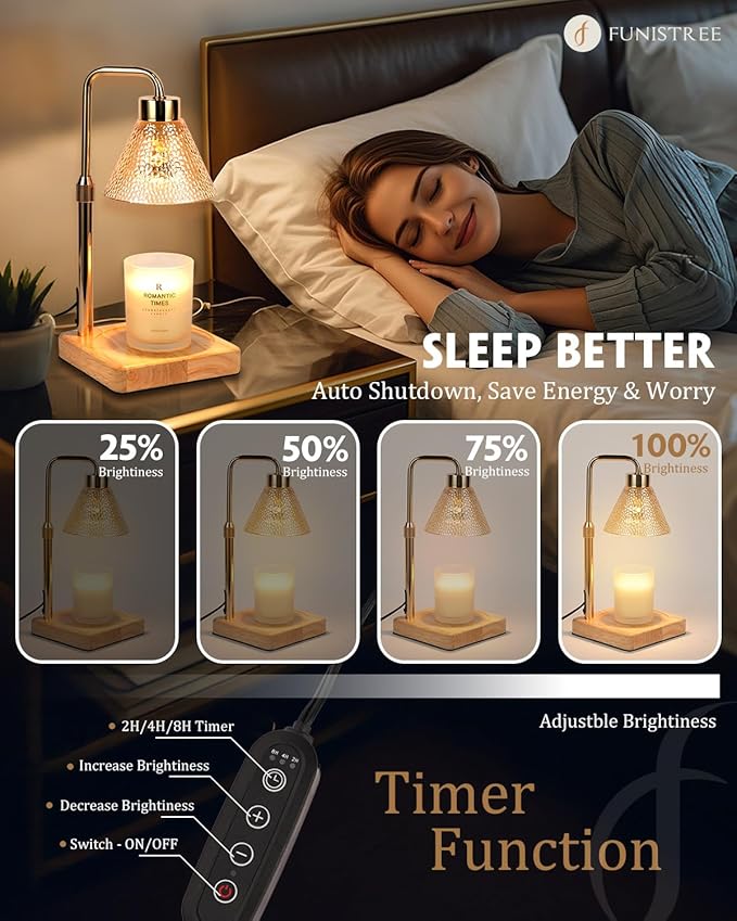 Candle Warmer Lamp with Timer Dimmable, Adjustable Height, Anniversary Women Gifts for Her Girlfriend, House Warming Gifts New Home Room Decor, Wax Warmer Lamp for Jar Candles with 2 Bulbs