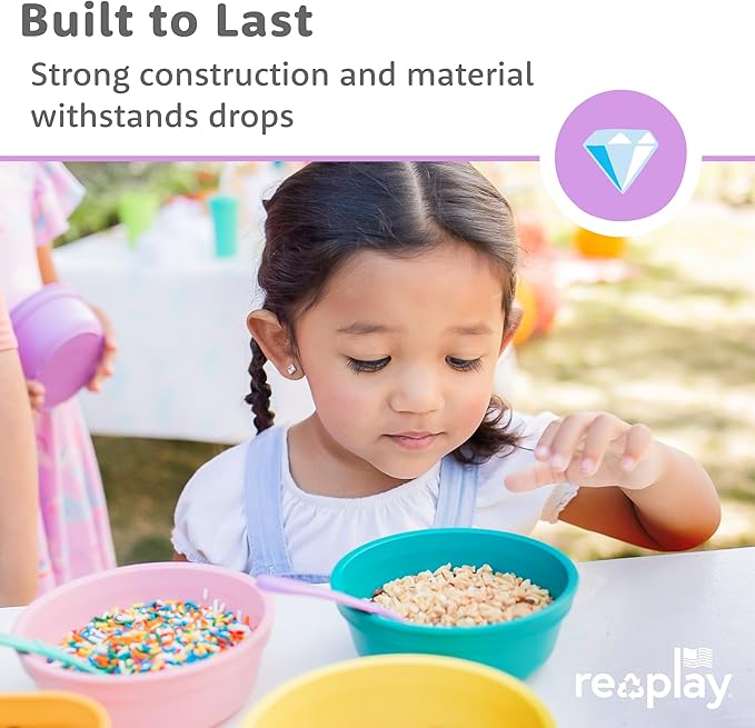 Re-Play 12 Oz. Toddler Bowls for Snack and Everyday Dining - Dishwasher and Microwave Safe - Made in USA - Set of 3-5.75" x 5.75" x 2" - Berry
