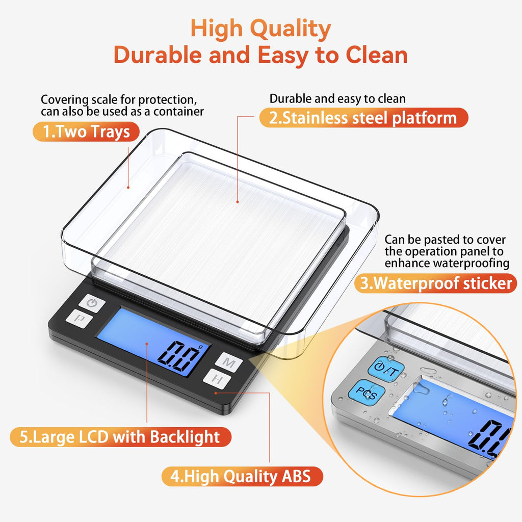 BOMATA Upgraded Small Food Scale with 0.1 g/0.001 oz High Precision