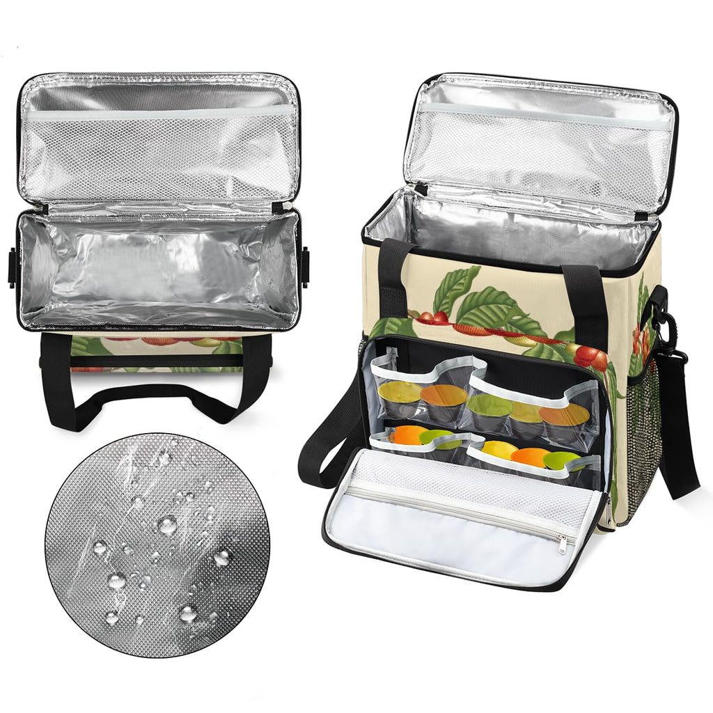 Coffee Tree Coffee Maker Carring Bag Coffee Leaf Bean Travel Carrying Storage Tote Bag Compatible with Keurig K-Mini or K-Mini Plus Portable Single Serve Coffee Brewer Case with Pockets for K-cup Pods