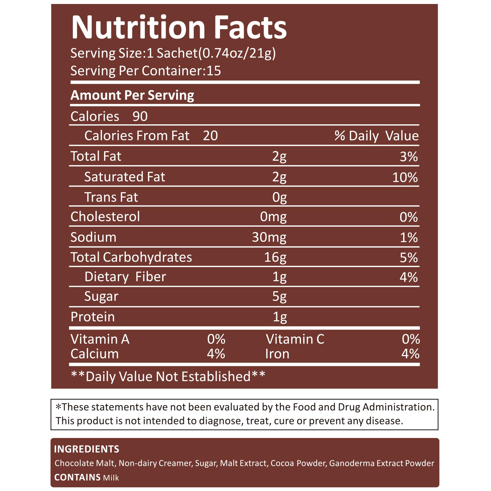 GANOHERB Mushroom Hot Chocolate Mix with Reishi, Mushroom Coffee Alternative Hot Cacao Powder for Energy, Mood and Immune System, Vegan Mushroom Supplement, 15 Servings, 11.1 Ounce