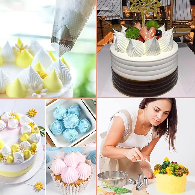 Extra large piping tips set, stainless steel round piping tips,star square wide piping tip jumbo piping tips, Cake DecoratingTips for Cupcakes Pastry Fondant Cakes Decorating （F02 9FT F06 R22L)