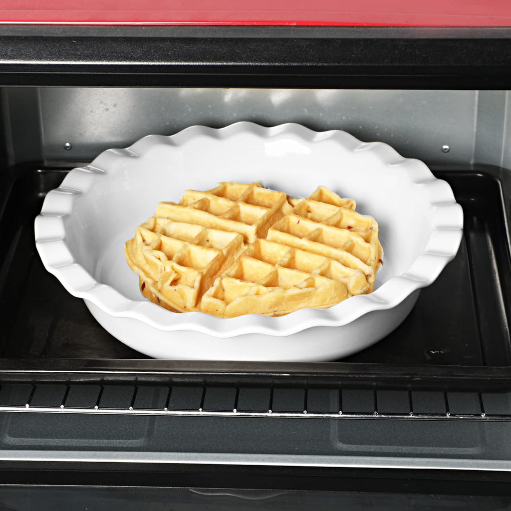 ONTUBE Ceramic 10.5 Inch Deep Pie Pans 50oz (White, 10.5" x 1 Pieces)
