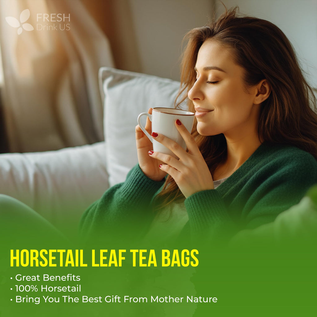 FreshDrinkUS, Premium 55 Horsetail Leaf Tea Bags, 100% Natural & Pure from Horsetail Loose Leaves Herbal Tea. Made with Natural Material Tea Bags. No Sugar, No Caffeine, No Gluten, Vegan.