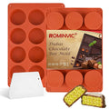 ROMINVIC Chocolate Molds,2Pcs Dubai Chocolate Mold and Scraper for Stuffed Bar,Deep Round Fix Chocolate Candy Bar Mold for Filling Knafeh Pistachio Chocolate Bar Kit