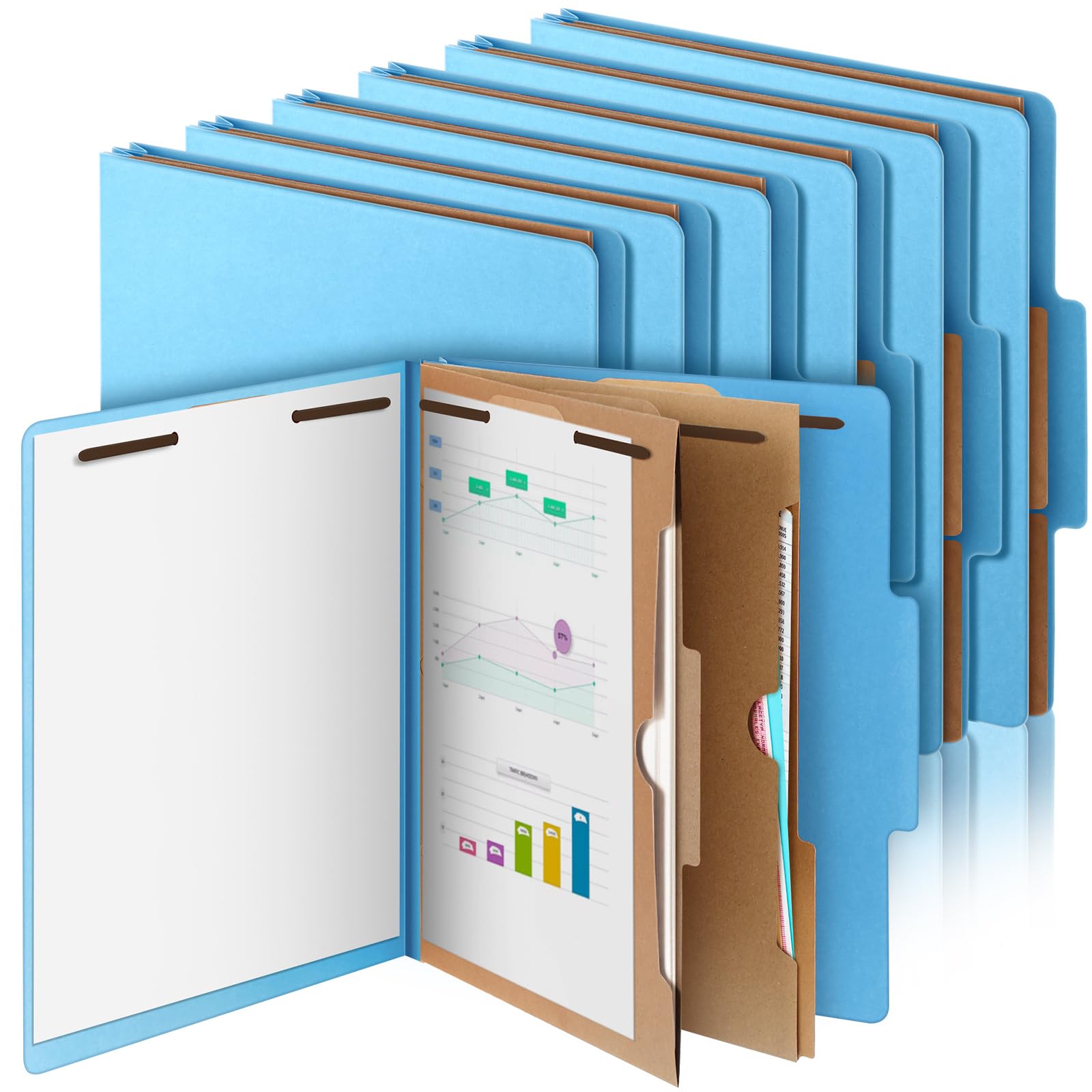 12 Pcs Skyygemm Classification Folder Letter Size, 2 Pocket File,Blue