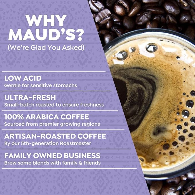 Maud's Organic Coffee Pods Variety Pack, 56 ct, 8 Assorted Flavors, Recyclable Single Serve Pods – 100% Arabica Coffee, Compatible with Keurig K Cups Maker