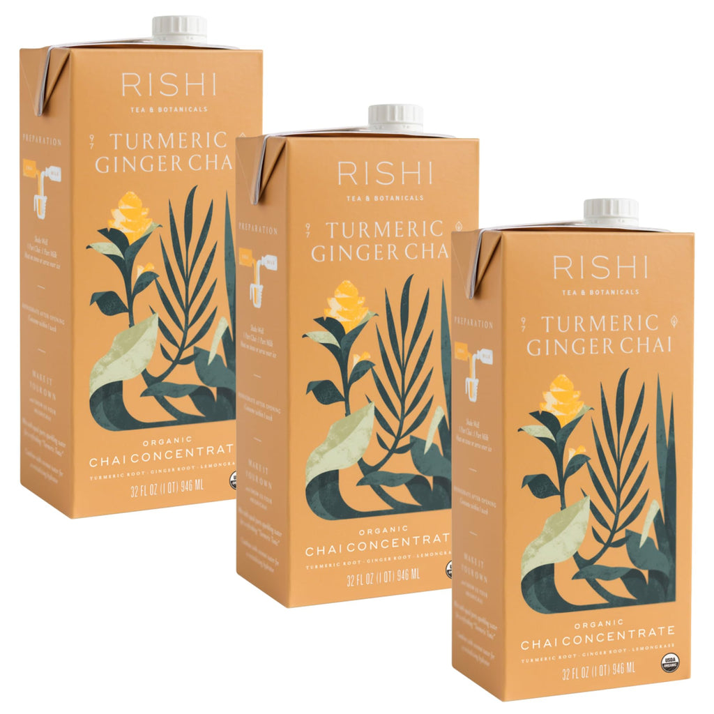 Rishi Tea Turmeric Ginger Chai Latte, Organic Tea Concentrate, 96 Fl Oz