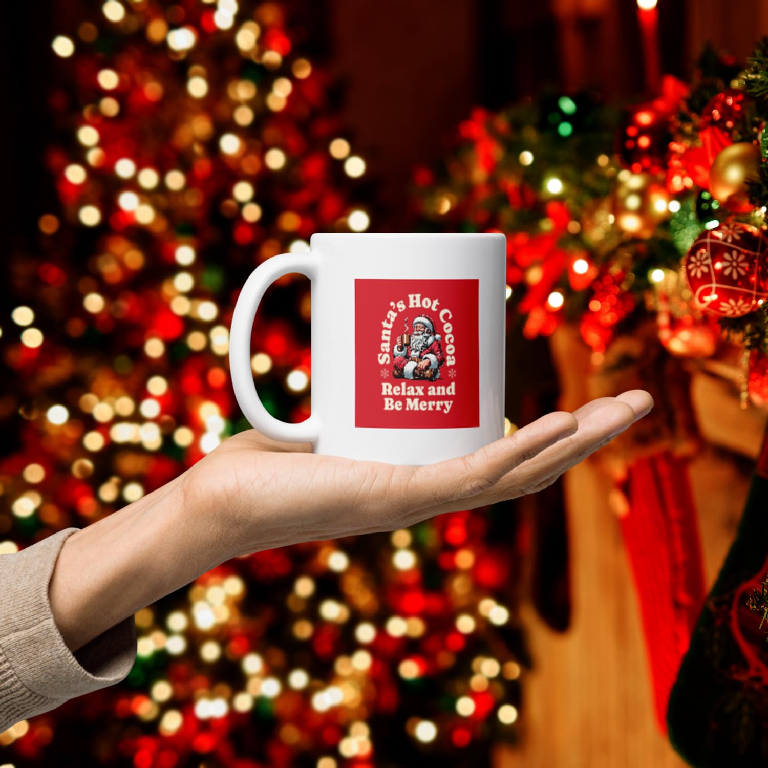 CREATIVE DESIGN PRINTS 11 oz Christmas Hot Chocolate Mug – Christmas-Themed Ceramic Coffee Cup, Holiday Novelty Drinkware, Festive Winter Gift