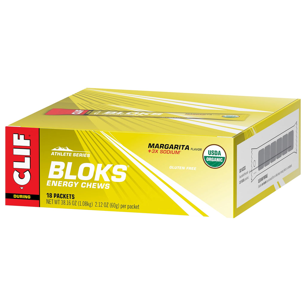 Clif Bloks - Margarita Flavor with 3X Sodium - Energy Chews - Non-GMO - Plant Based - Fast Fuel for Cycling and Running - Quick Carbohydrates and Electrolytes - 2.12 oz. (18 Count)