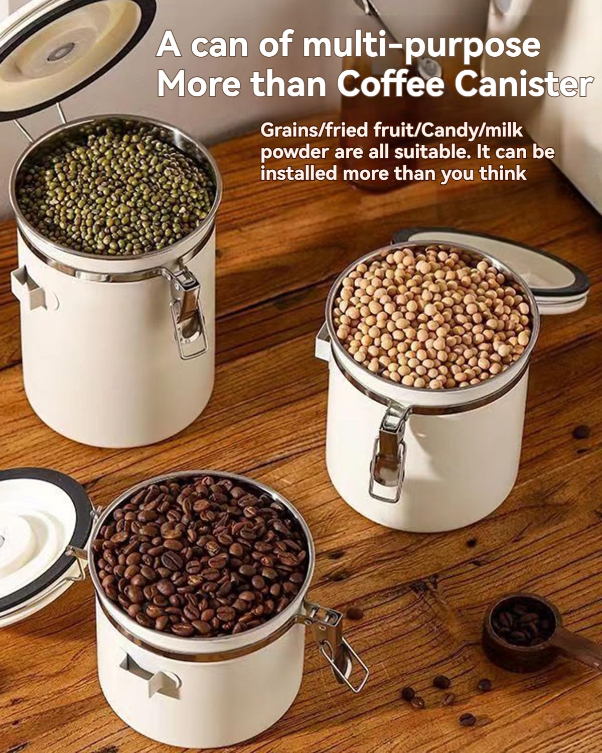 Etmdoeve Coffee Canister, Stainless Steel Coffee Bean Storage Container