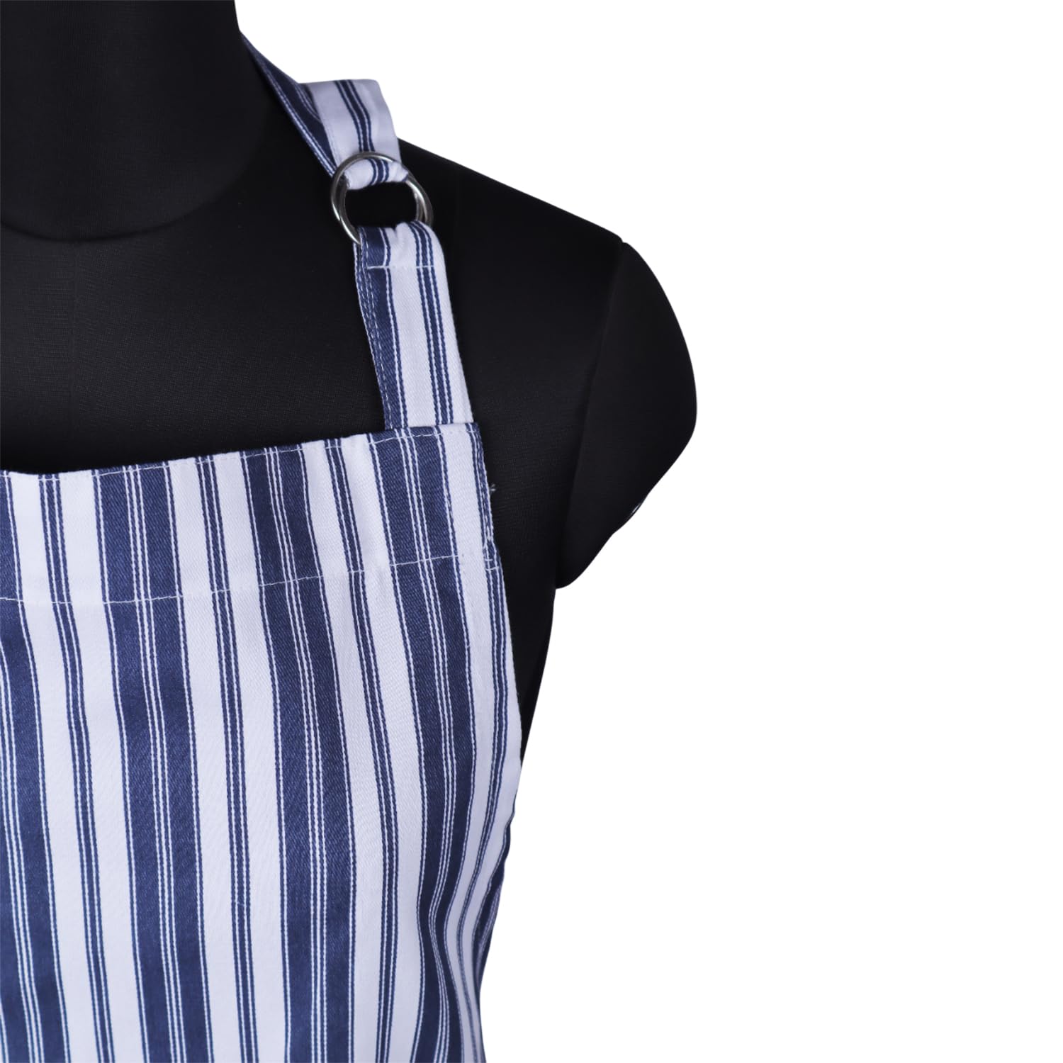 AMOUR INFINI Cotton Aprons for Women with Pockets Adjustable Strap and Waist Ties Reusable Printed Aprons for Baking, Cooking, Gardening (27.5 x 33 Inches - Blue)