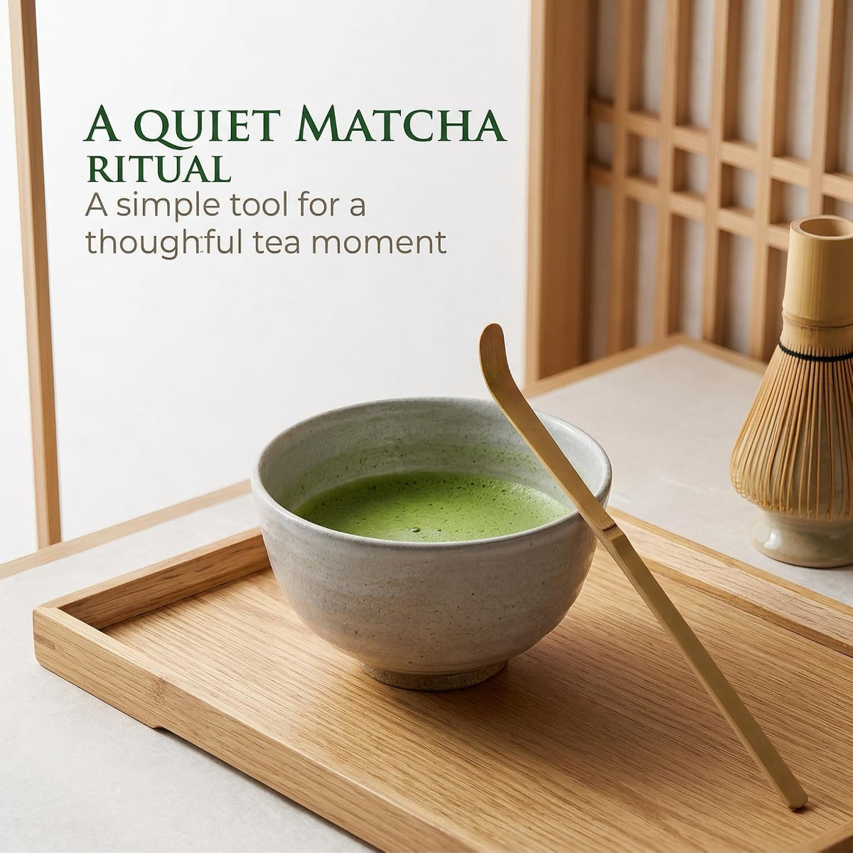 Matcha Scoop Bamboo, Bamboo Matcha Scoop Japanese Chashaku Hooked Green Tea Spoon 18cm Tea Ceremony Utensils for Tea Lover, Tea Scoops, Coffee, Tea and Espresso