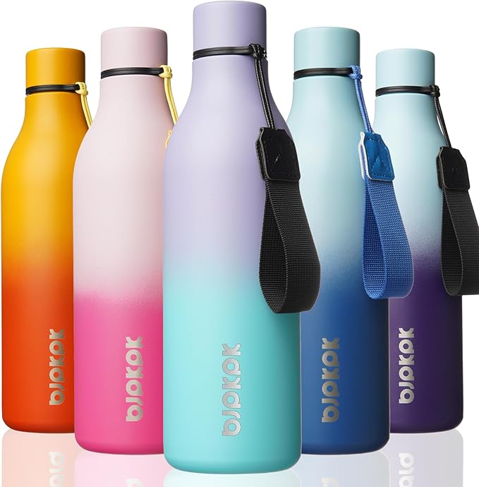 BJPKPK 18oz Insulated Water Bottle, Stainless Steel Bottle with Carry Strap