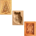Wooden Cookie Biscuit Mold, 3D Baking Mold, Embossing Craft Decorating Baking Tool, Suitable for Halloween Thanksgiving Christmas Kitchen DIY (Xmas-B-3PCS)