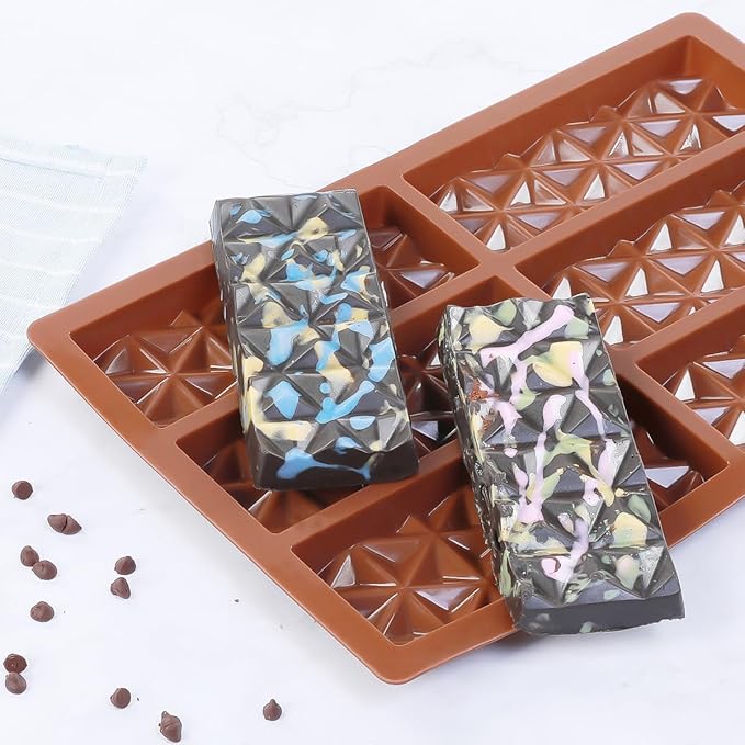 Chocolate Bar Molds Deep Silicone Break-Apart Chocolate Nonstick Protein and Energy Bar Mold Thick Candy Bar Mold Wax Melt Mold 3 Pack