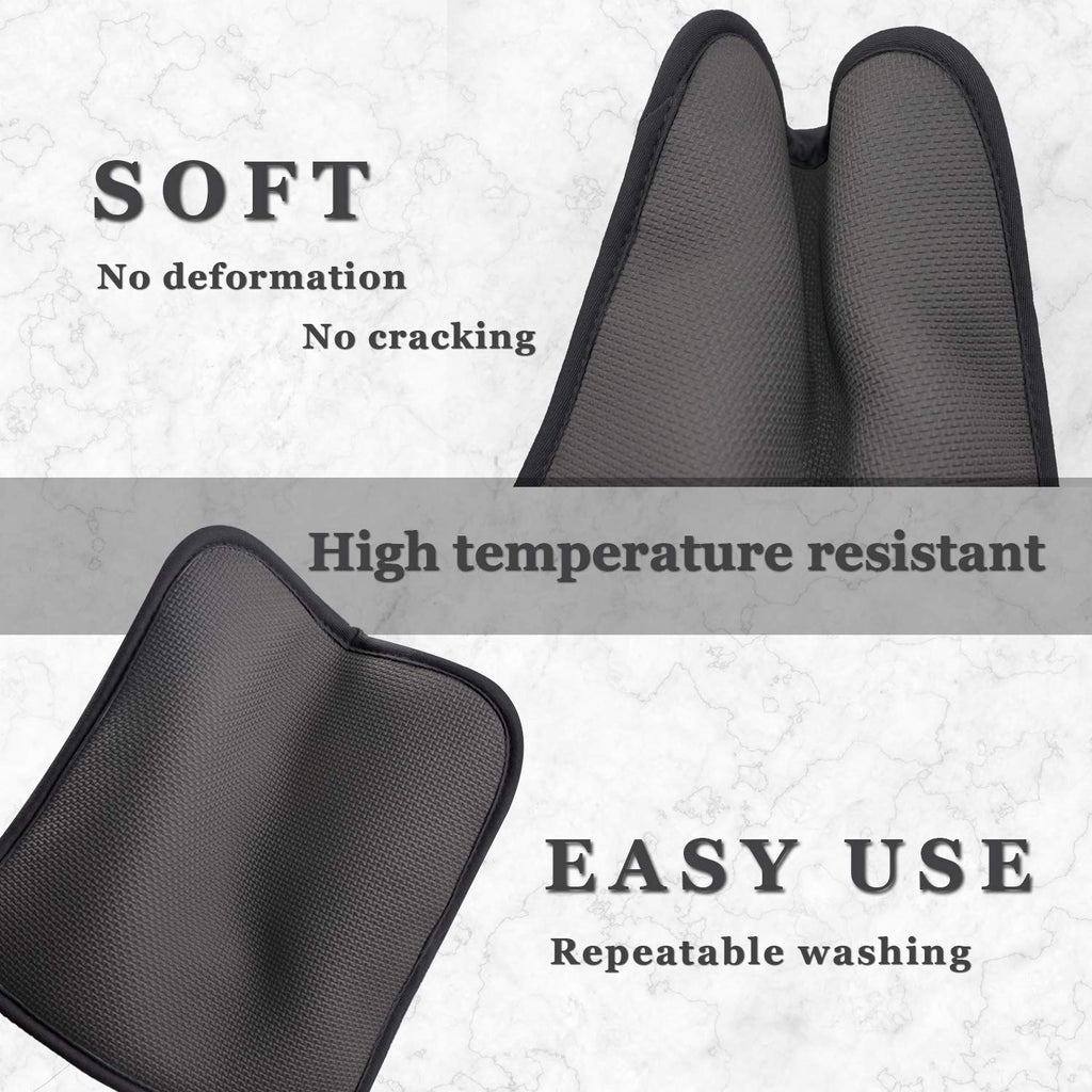 YEKOO 2Pcs Cotton and Neoprene Oven Pads Pot Holders with Pocket 8"x8.5" Dual-Function Hot Pad Set for Finger Hand Wrist Protection Heat Resistant to 428°F,Black