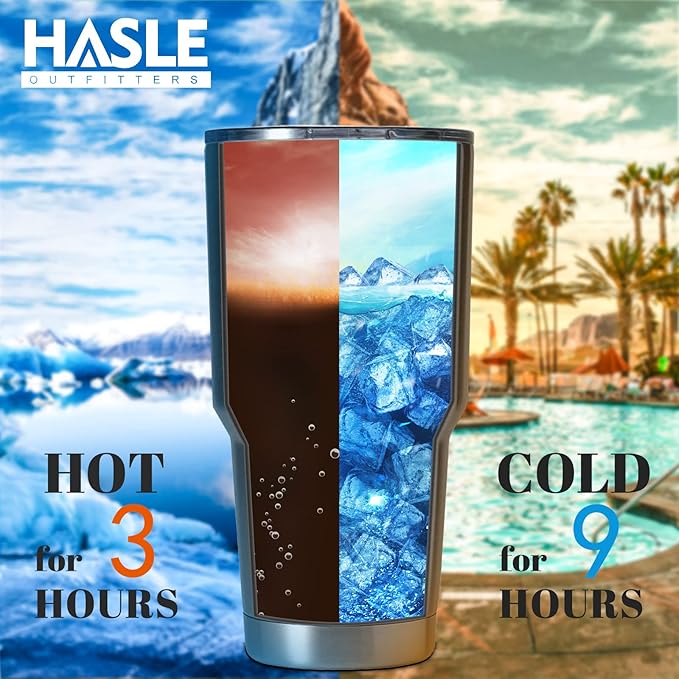 HASLE OUTFITTERS 30oz Stainless Steel Tumbler, Double Wall Vacuum Insulated Travel Mug Tumbler, Durable Insulated Coffee Mug, Gift Box Set (Navy, 1)