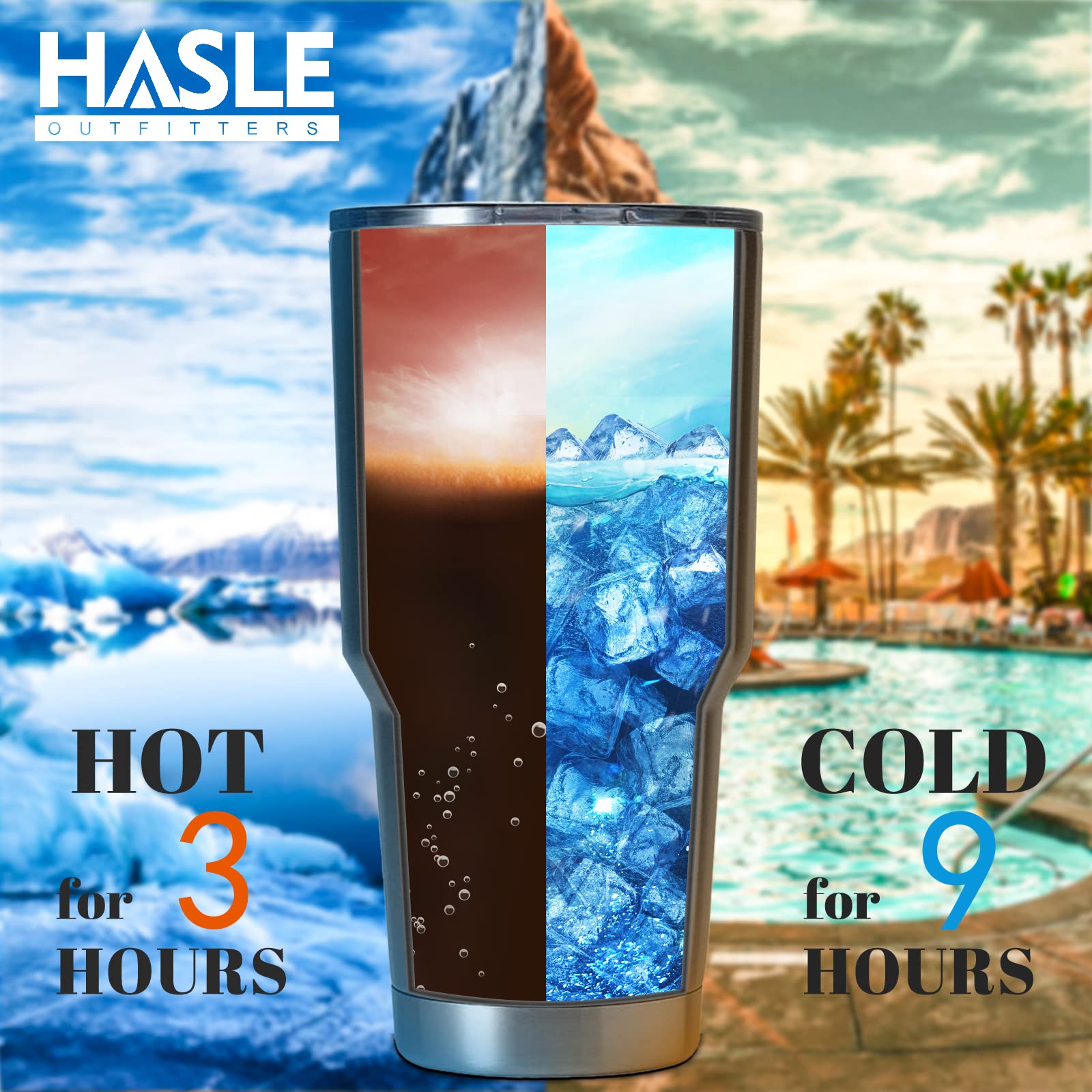 HASLE OUTFITTERS 30oz Stainless Steel Tumbler, Double Wall Vacuum Insulated Travel Mug Tumbler, Durable Insulated Coffee Mug, Gift Box Set (Navy, 4)