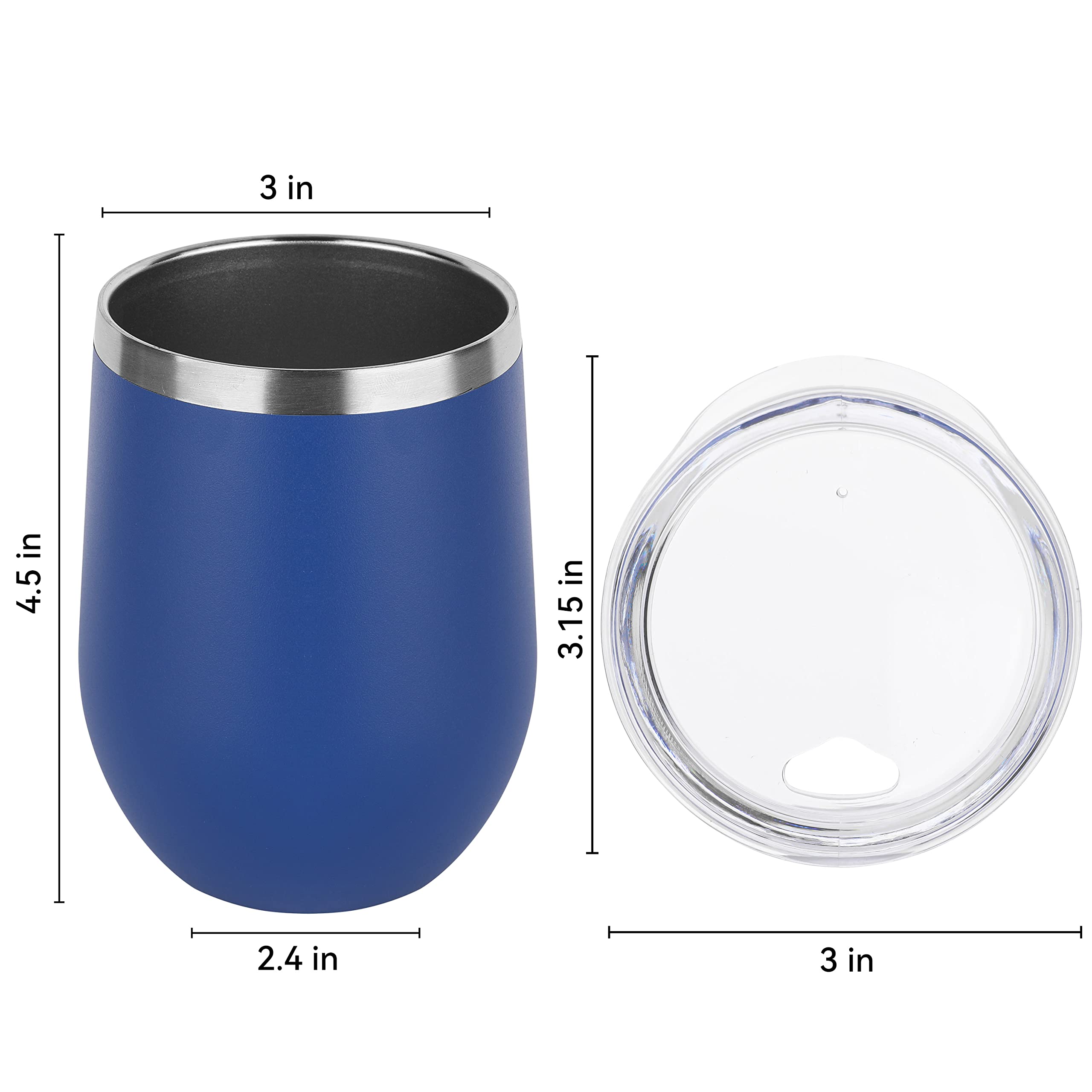 DOMICARE Stainless Steel Wine Tumbler Bulk with Lid, Personalized Insulated Tumblers Set, 12oz Travel Coffee Cups Pack of 16, Dark Blue