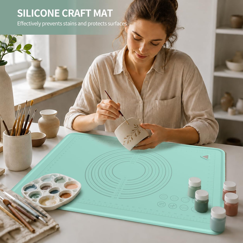 SKEAP Silicone Mat Large Craft Mat with Raised Edges, Waterproof Art Mat