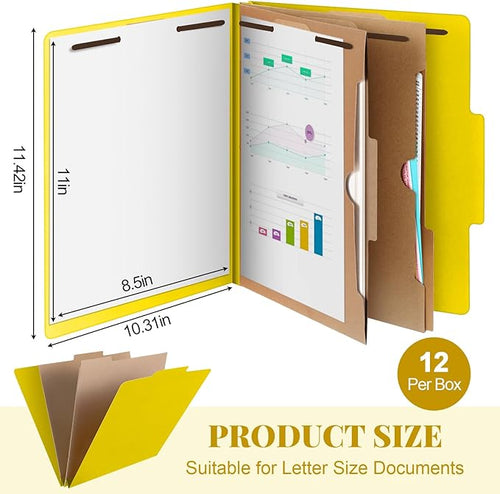 12 Pcs Skyygemm Classification Folder Letter Size, 2 Pocket File,Yellow