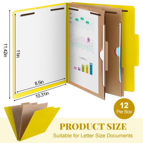 12 Pcs Skyygemm Classification Folder Letter Size, 2 Pocket File,Yellow