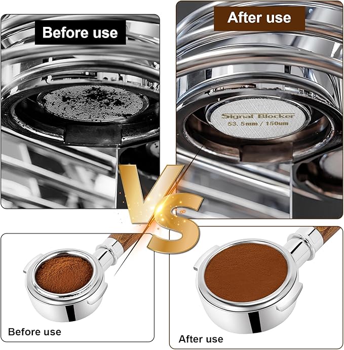 54mm Espresso Dosing Funnel & 53.5mm Puck Screen for Breville: Magnetic Coffee Dosing Ring Aluminium Metal - Reusable 1.7mm Thickness 150μm Puck Screen 316 Stainless Steel | Fits All 54mm Portafilters