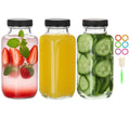 8 oz 3 Pack Glass Juice Bottles with Lids, Drinking Jars for Juicing