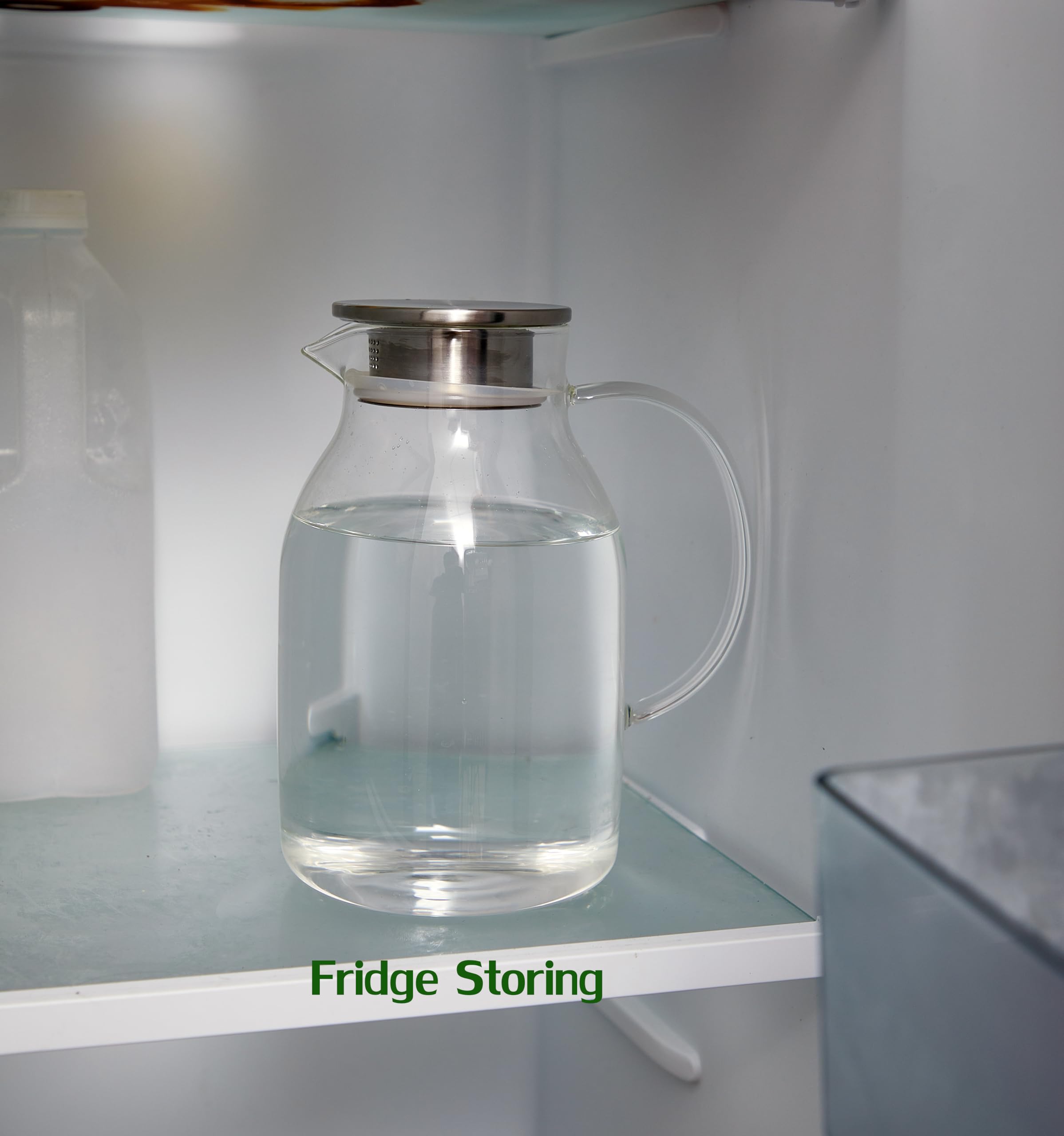 Karafu 68 Oz Borosilicate Glass Pitcher with Lid, Hot Cold Water Tea Jug