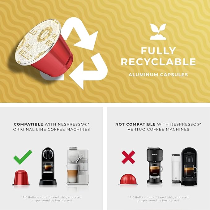 Piu Bello Espresso Coffee Pods for Nespresso Original Machines – Variety Pack – Compatible Capsules with 3 Intense Flavors – Dark Roast, Low Acidity – Rich & Balanced Taste – Kosher (3-Flavor Multipack, 60 Count)