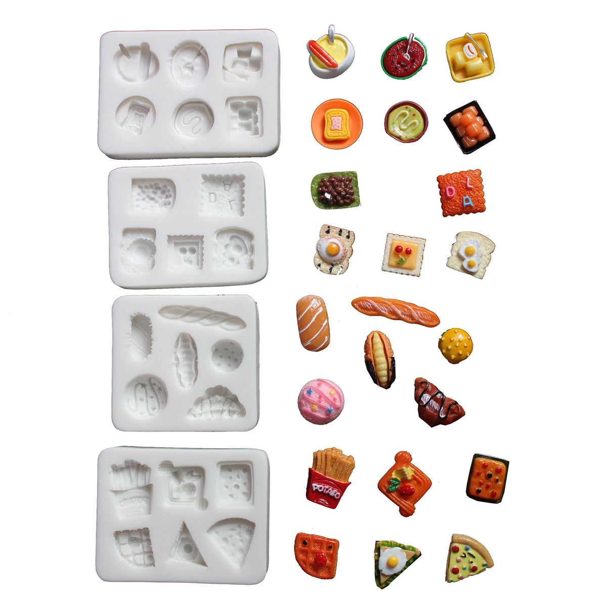 LVDGE Lovely Small Items Silicone Fondant Molds Set For Cake Topper, Gumpaste, Candy & Chocolate, Polymer Clay and More (Round Food Items)