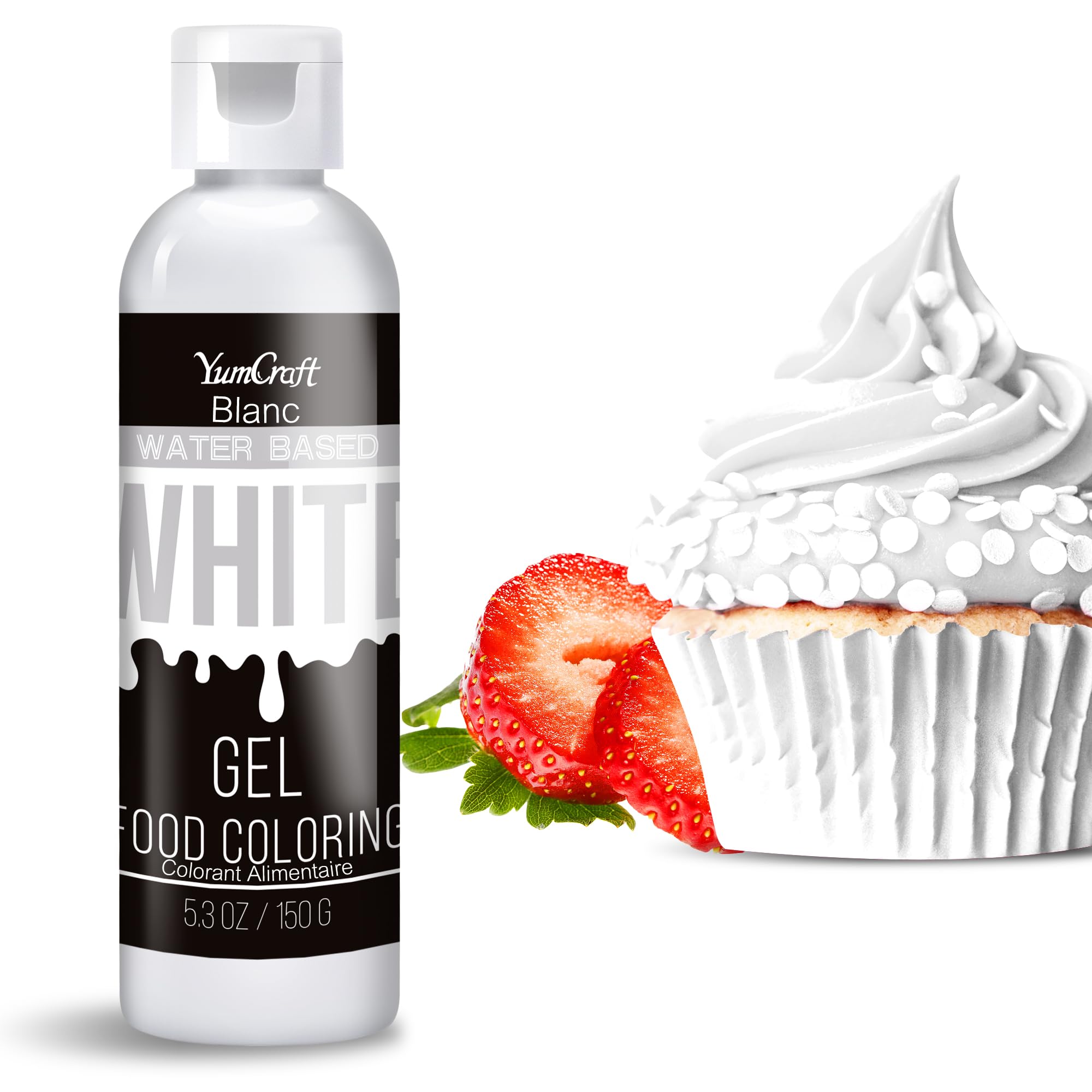 Food Coloring Gel - Vibrant Color Gel Food Coloring for Cake Decorating, Baking, Easter Egg, Icing - Tasteless Food Color Dye for Fondant, Cooking, Airbrush (White, 5.3oz)