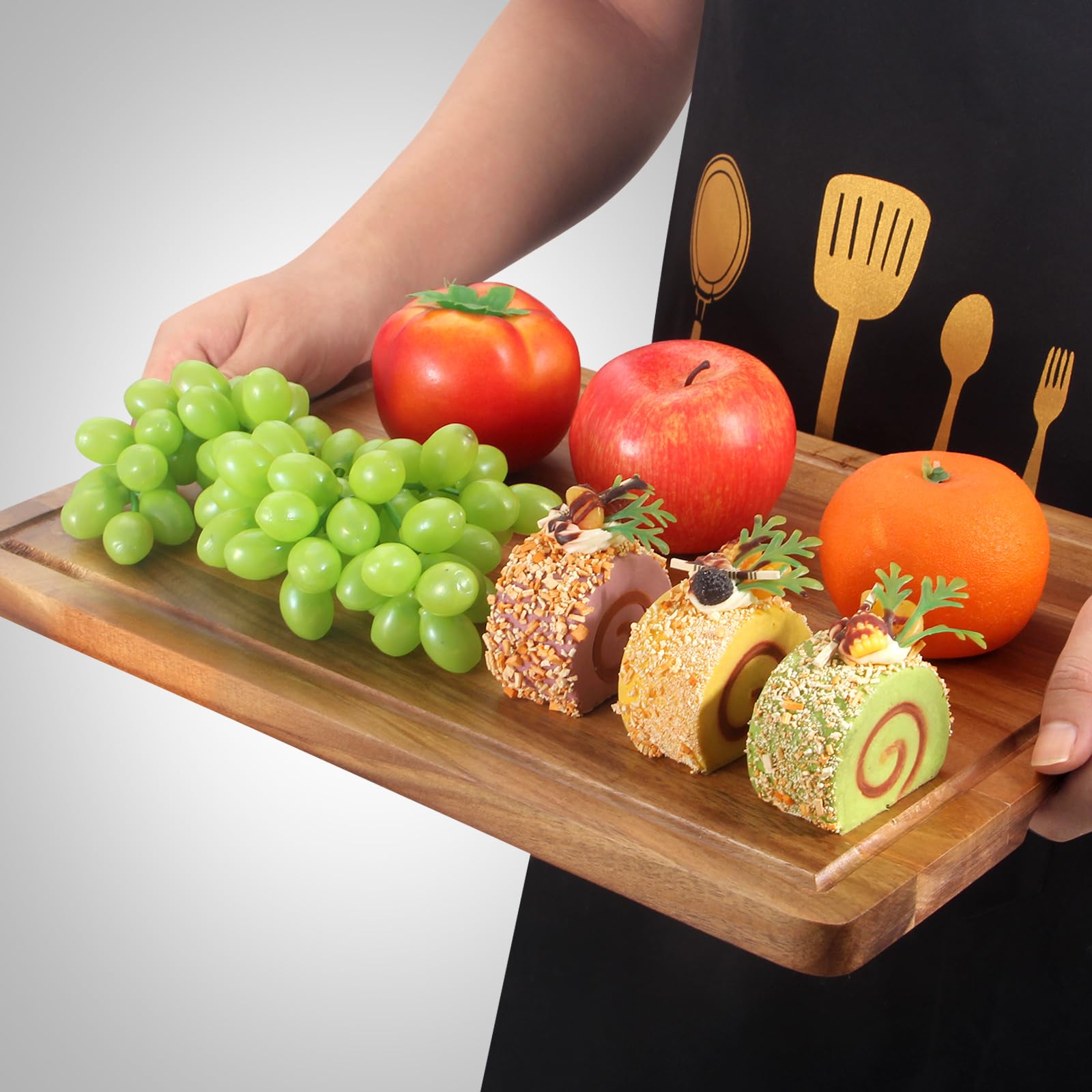 Solid Acacia Wood Cutting Board Set of 3 Wooden Charcuterie Boards Set