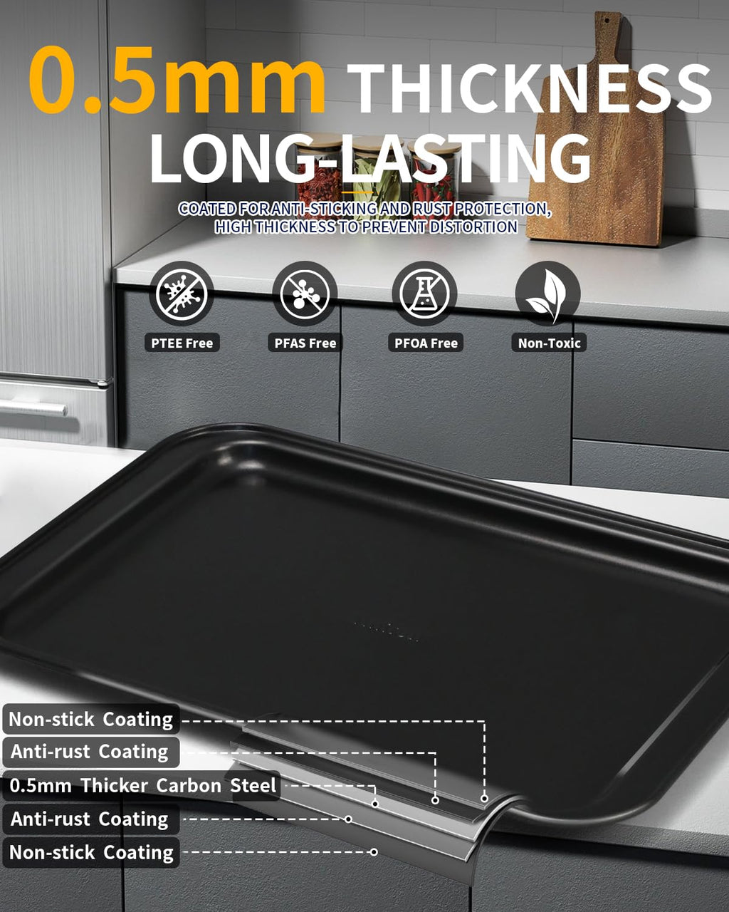 Ymiton Nonstick Baking Pans Set, 19 PCS Stackable Bakeware Sets, Oven Pan Set Includes Baking Tray, Cookie Sheet, Cake Pans, Loaf Pan, Muffin Pan, Silicone Cups