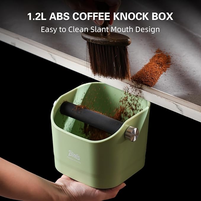 Espresso Knock Box - Bincoo Pink Espresso Machine Knock Box/Espresso Grounds Knock Box, Barista Style Coffee Knock Box for Grounds with Removable Shock-Absorbent Knock Bar and Anti-Slip Base. (Pink)