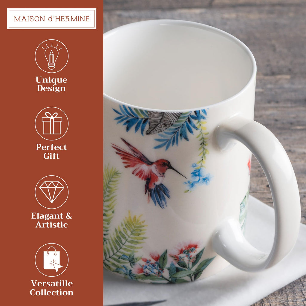 Maison d' Hermine Coffee Mug with Handles Tea Cups (12 Ounce, Pack of 1)