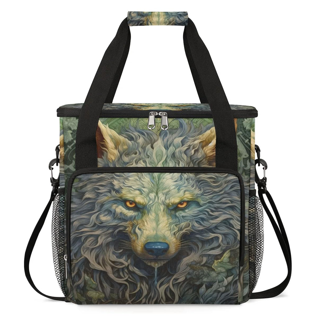 CFERSAN wolf animal vintage Coffee Maker Carring Bag Travel Carrying Storage Tote Bag Compatible with Keurig K-Mini or K-Mini Plus Portable Single Serve Coffee Brewer Case with Pockets for K-cup Pods